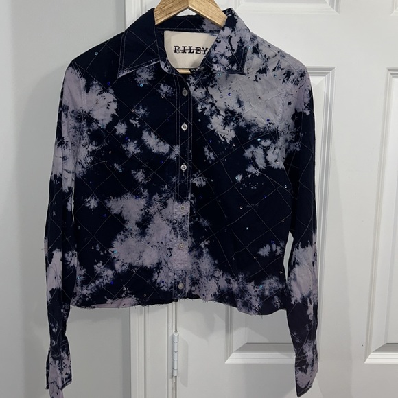 NWOT Free People/ RILEY Vintage Embellished Buttondown Shirt Sz XS Z464 - Picture 2 of 4